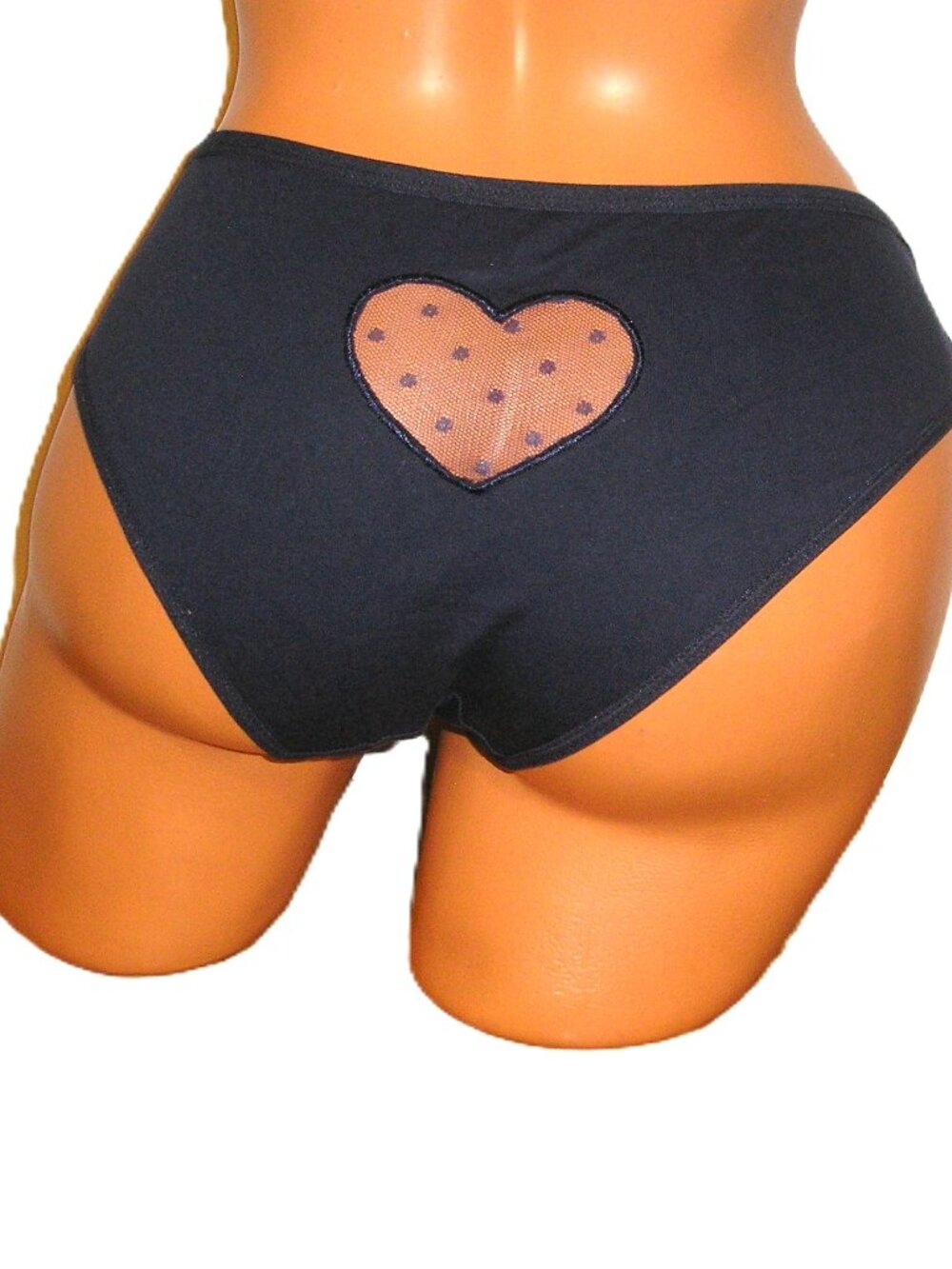 Set of 2 Panties Lingerie Navy Blue Mesh Heart Back Bikini Large